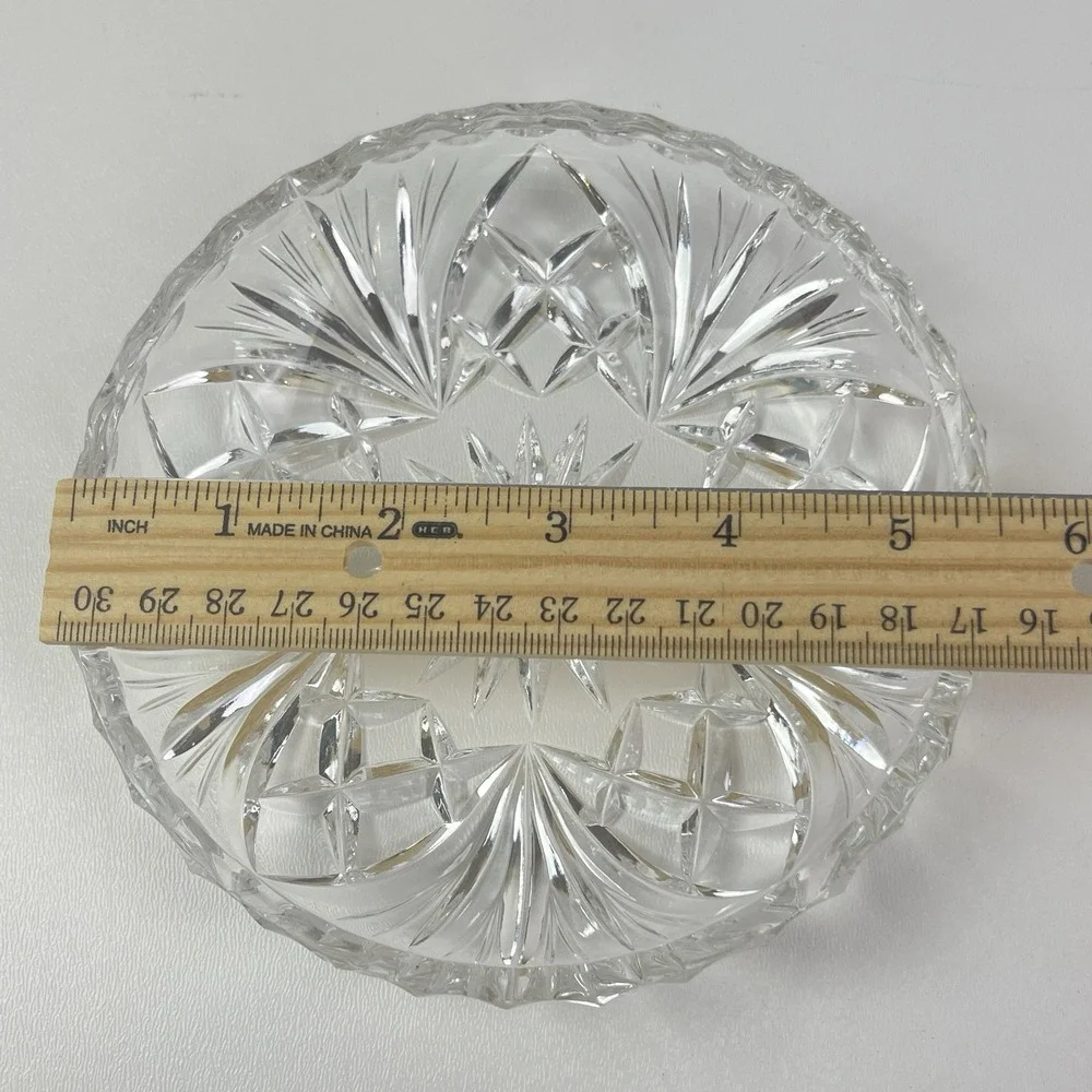 Vintage Cut Glass‎ Lead Crystal Plate Ashtray Candy Dish 5.5
